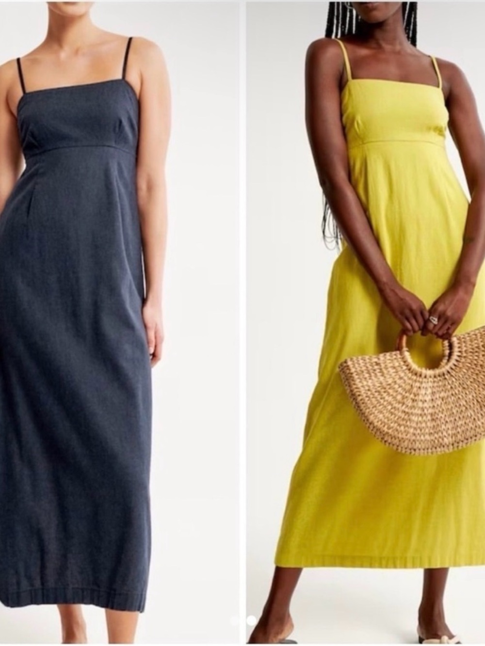 Abercrombie & Fitch Linen Midi Dress Navy Blue Size S - Picture 2 of 6